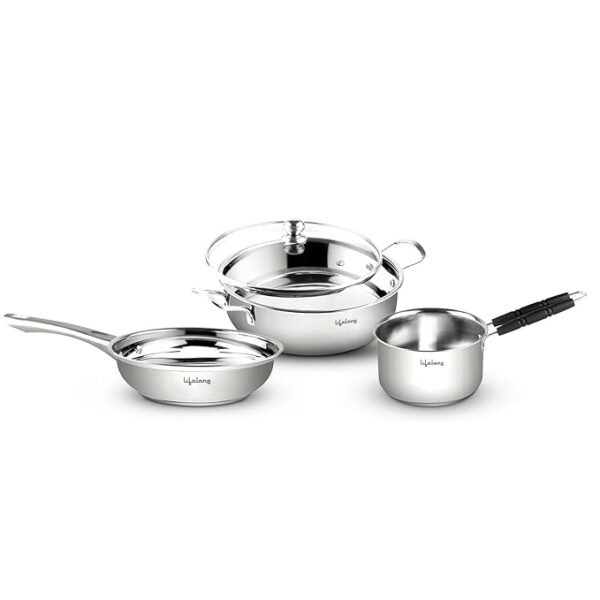 Lifelong Stainless Steel Kadai set  LLSSKFS01)
