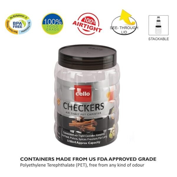 CELLO Checkers PET Canister Set of 3