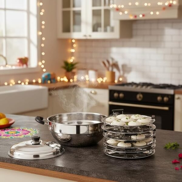 Solimo Stainless Steel  Multi Kadai with 5 Plates