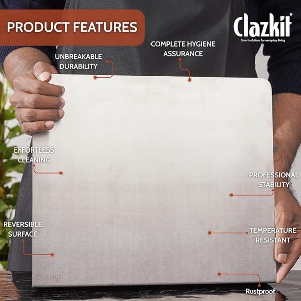 Clazkit SS Counter Top Chopping Board |(42 x 32 CM)