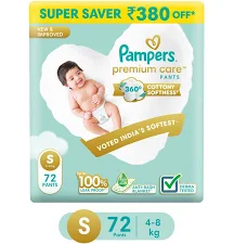 PAMPERS PREMIUM CARE 72 PANTS S SIZE