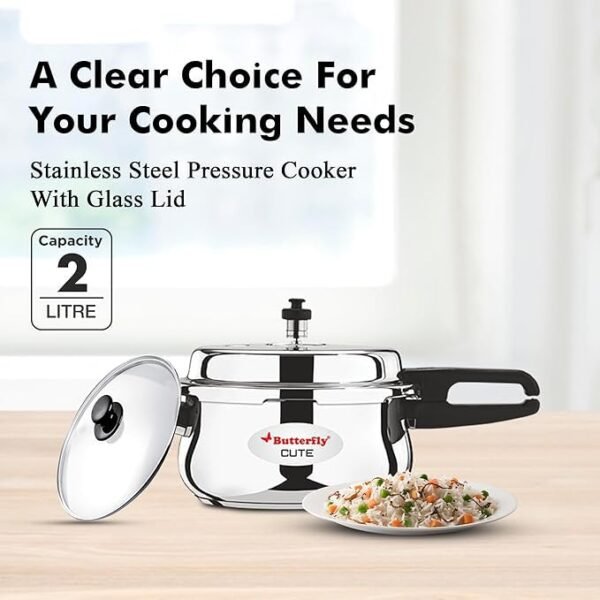 Butterfly Cute Ss Outer Lid Cooker With Glass Lid 2 liter